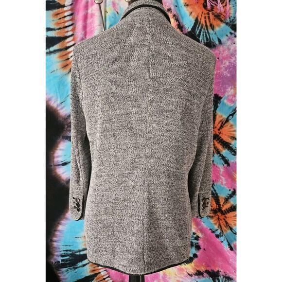 Skies Are Blue Open Front Blazer Cardigan Women XL Black Trim Gray Lined Jacket - Picture 2 of 8